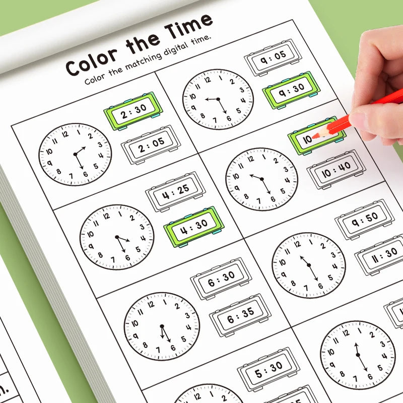 Children's Time Concept Practice Workbook, Suitable