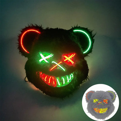 LED Bloody Rabbit Mask Glowing Killer Black Bear Mask Halloween