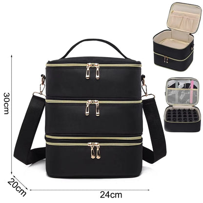 Portable 3 Layer Nail Polish Storage Bag Organizer