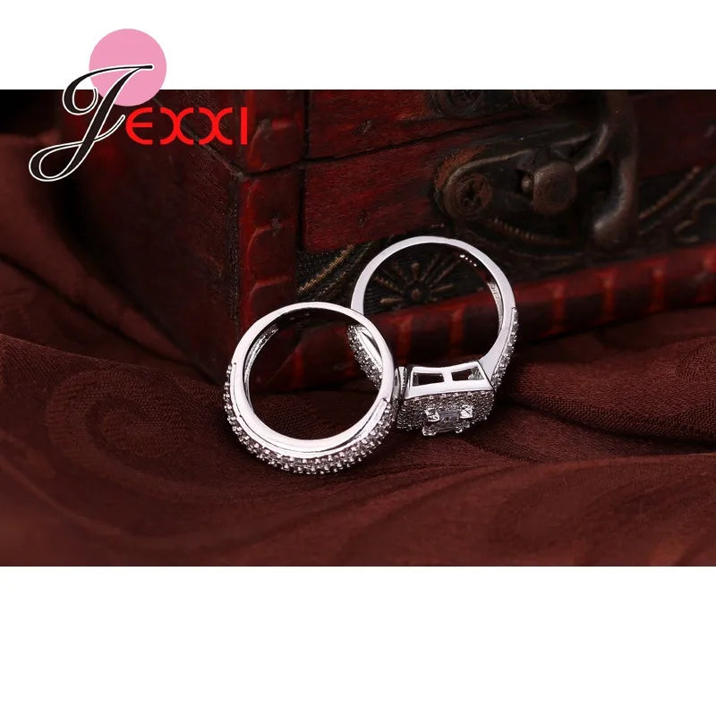 Classcial 925 Sterling Silver Wedding Ring Sets