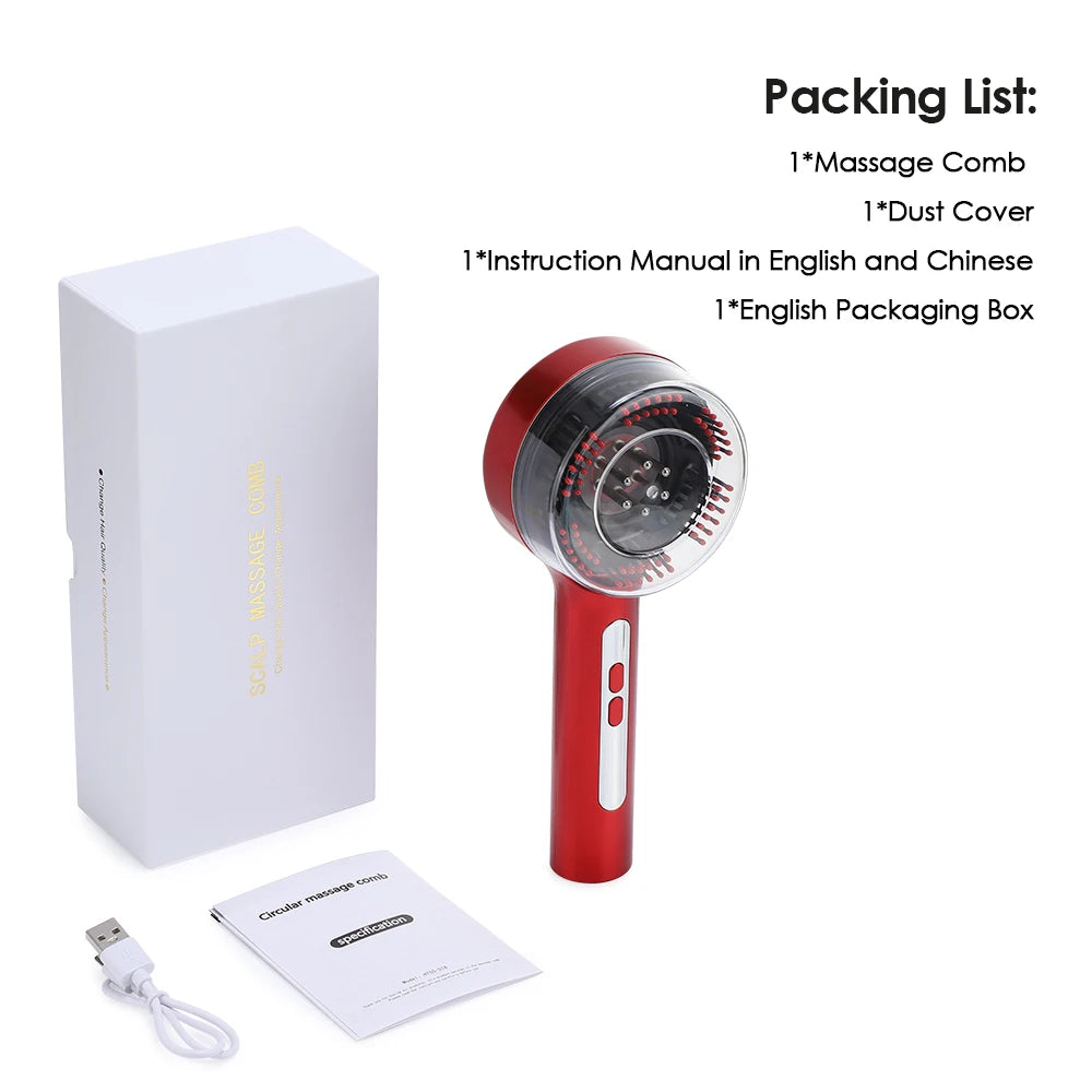 Electric Micro-current Massage Comb Red Light Hair Care