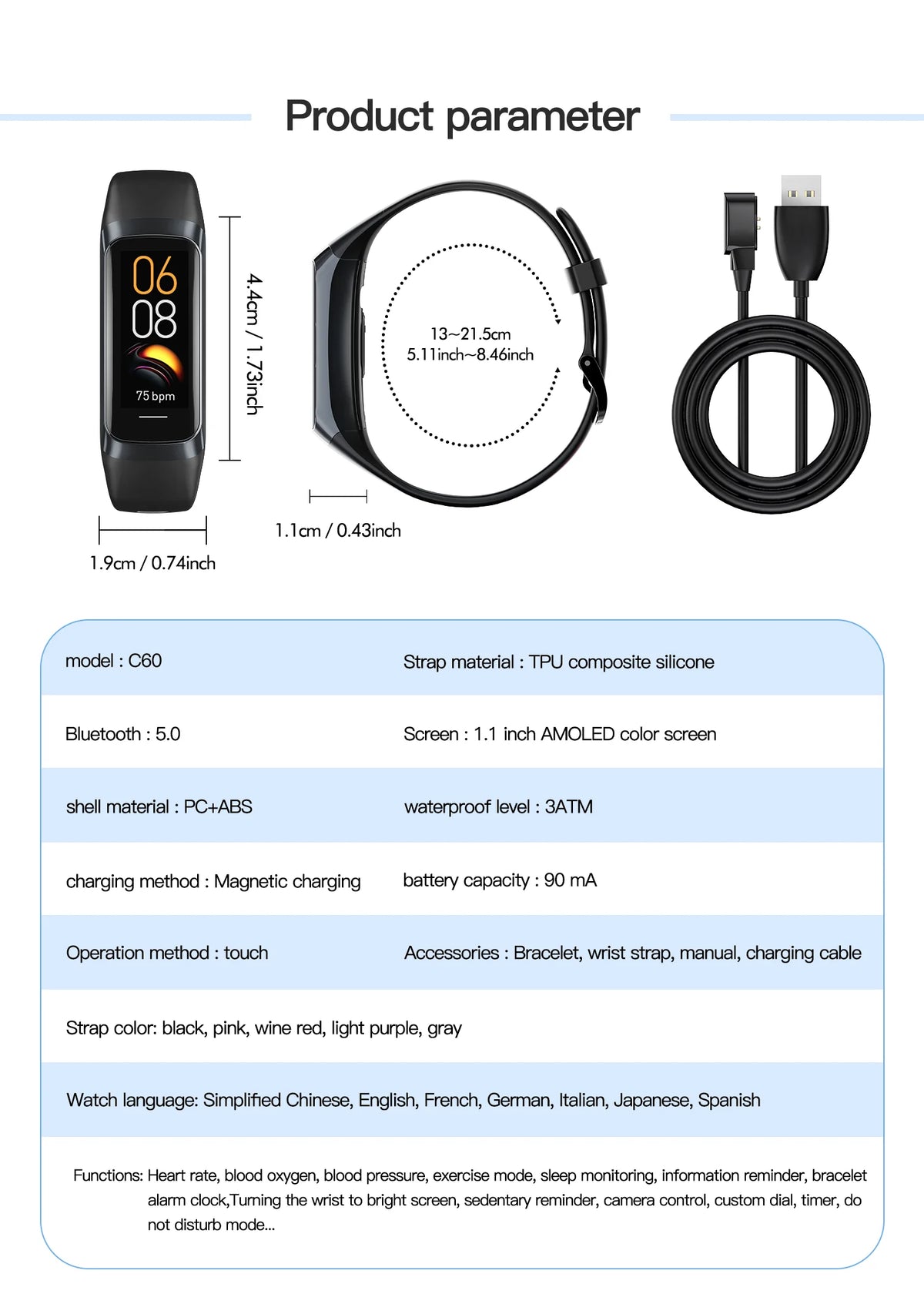LIGE Amoled Smart Watch Smartwatch Band Women Heart Rate