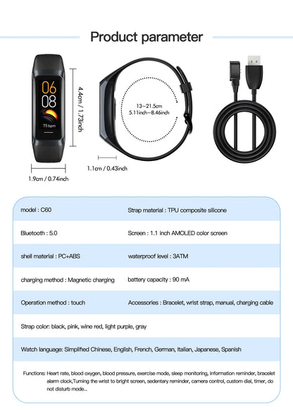 LIGE Amoled Smart Watch Smartwatch Band Women Heart Rate