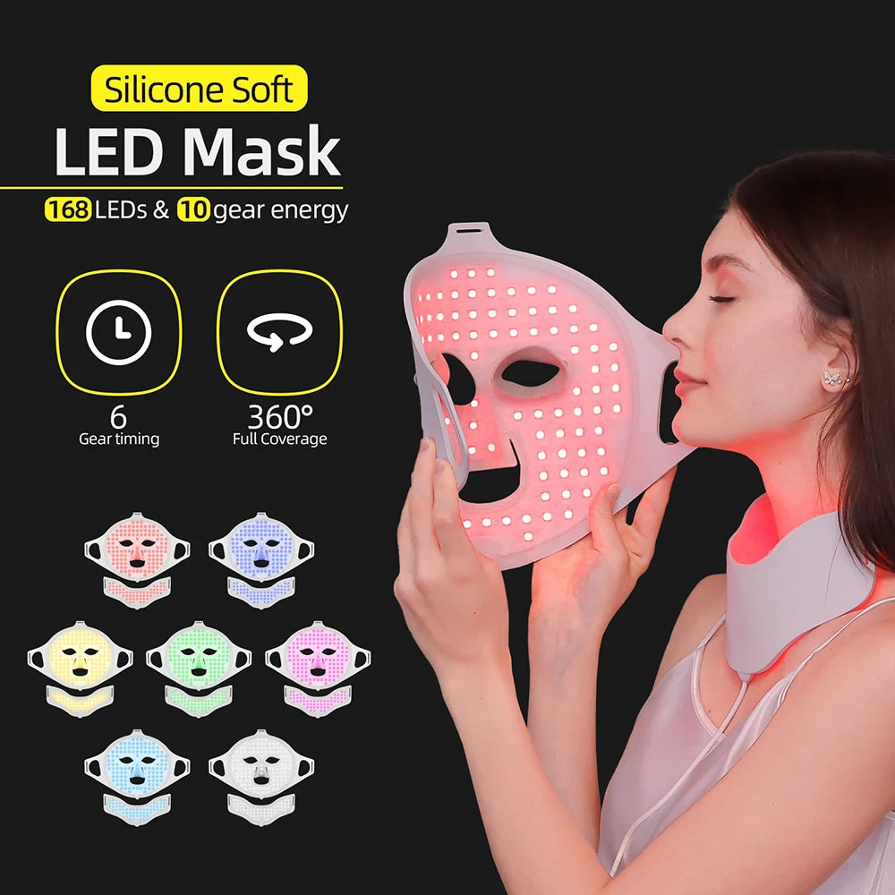 7 Colors Photon Face Neck LED Mask 3D Flexible Silicone