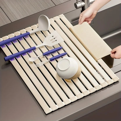 Foldable Heavy Duty Roll-Up Dish Drainer - Space Saving