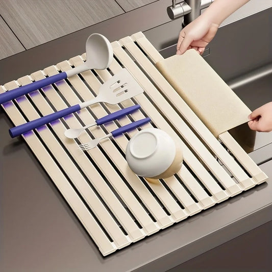 Foldable Heavy Duty Roll-Up Dish Drainer - Space Saving