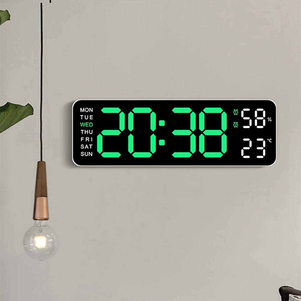 Large Digital Wall Clock Temperature and Humidity