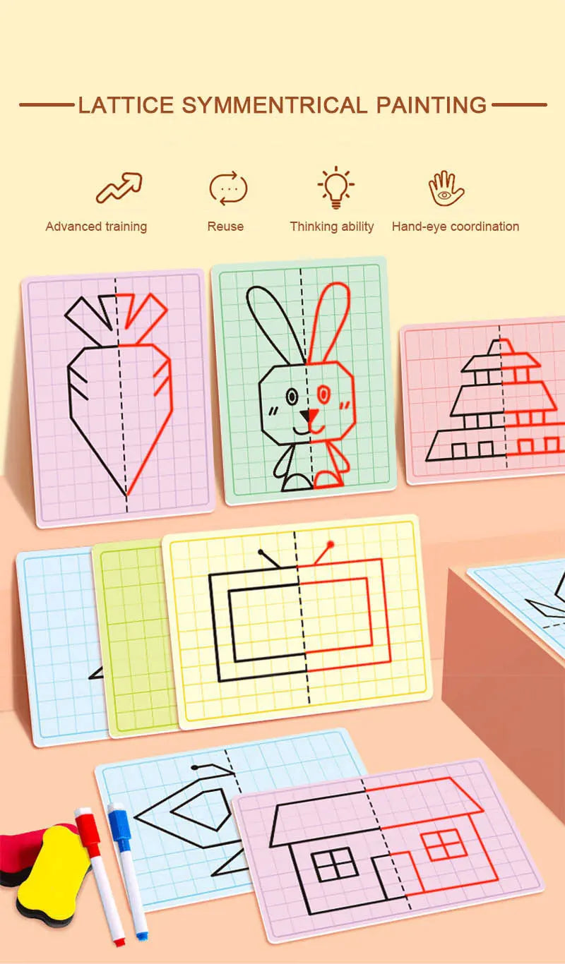 30 page children's grid symmetrical drawing toy