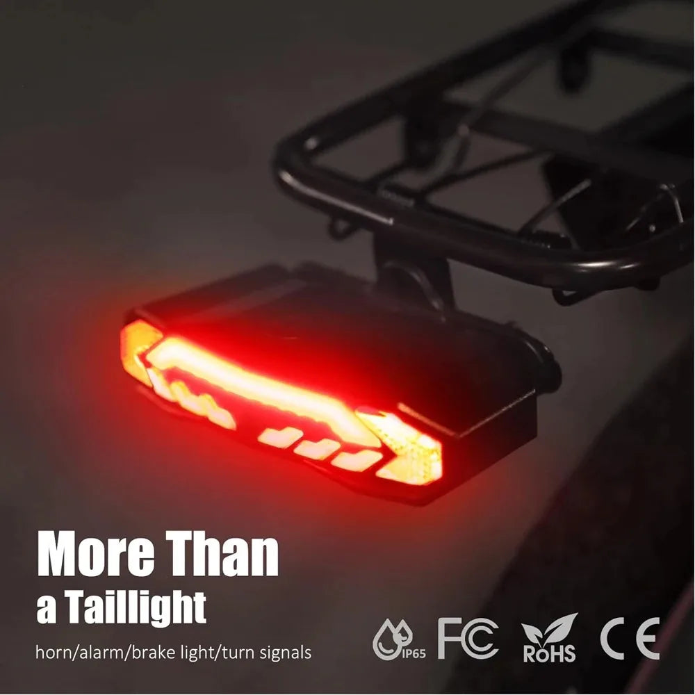 Wireless Bicycle Alarm Rear Tail Light With Turn Signal IP65
