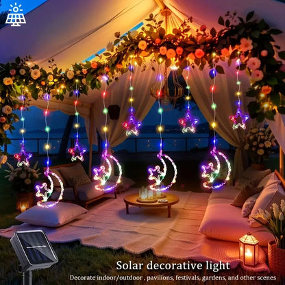 Solar Star Moon String Lights 8 Modes Outdoor Hanging Light