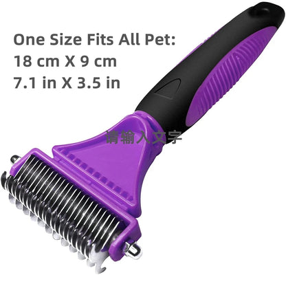 Pets Stainless Steel Grooming Brush Two-Sided Shedding and Dematting Undercoat