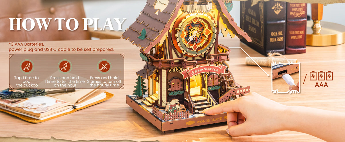 Wooden 3D Puzzle Cuckoo Clock Mechanical Model Building Kit
