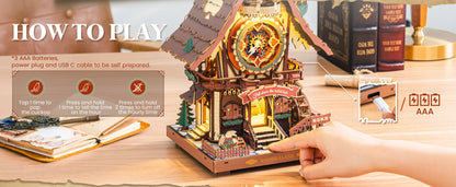 Wooden 3D Puzzle Cuckoo Clock Mechanical Model Building Kit
