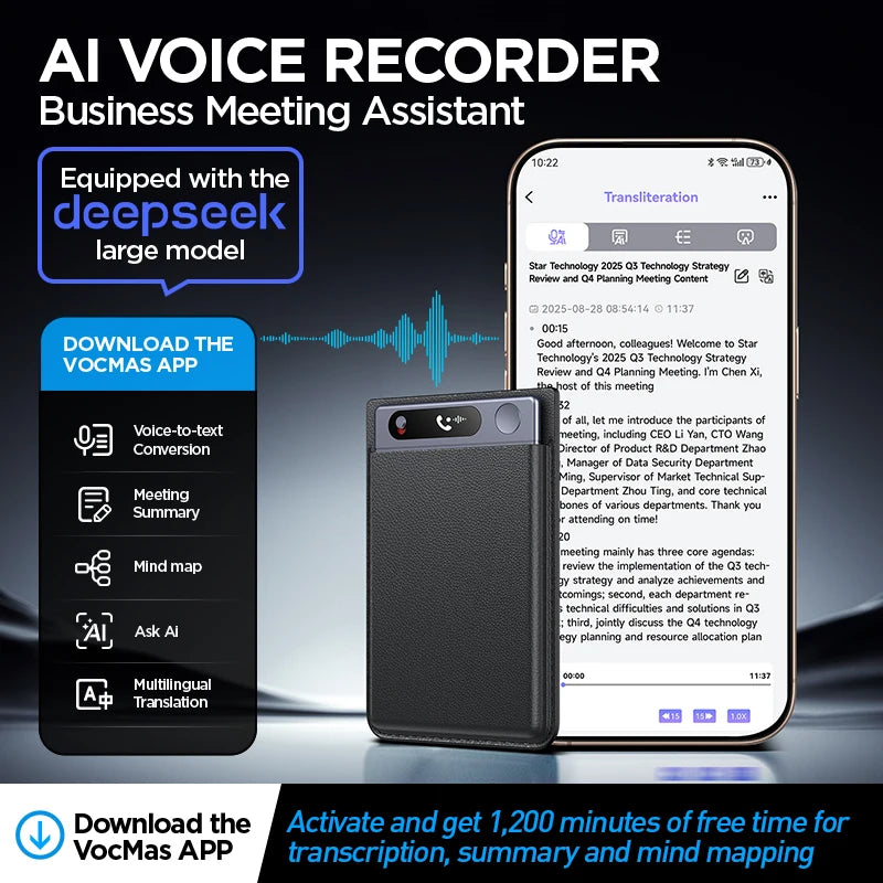 Shmci 64GB AI Powered Voice Recorder and Call Recorder