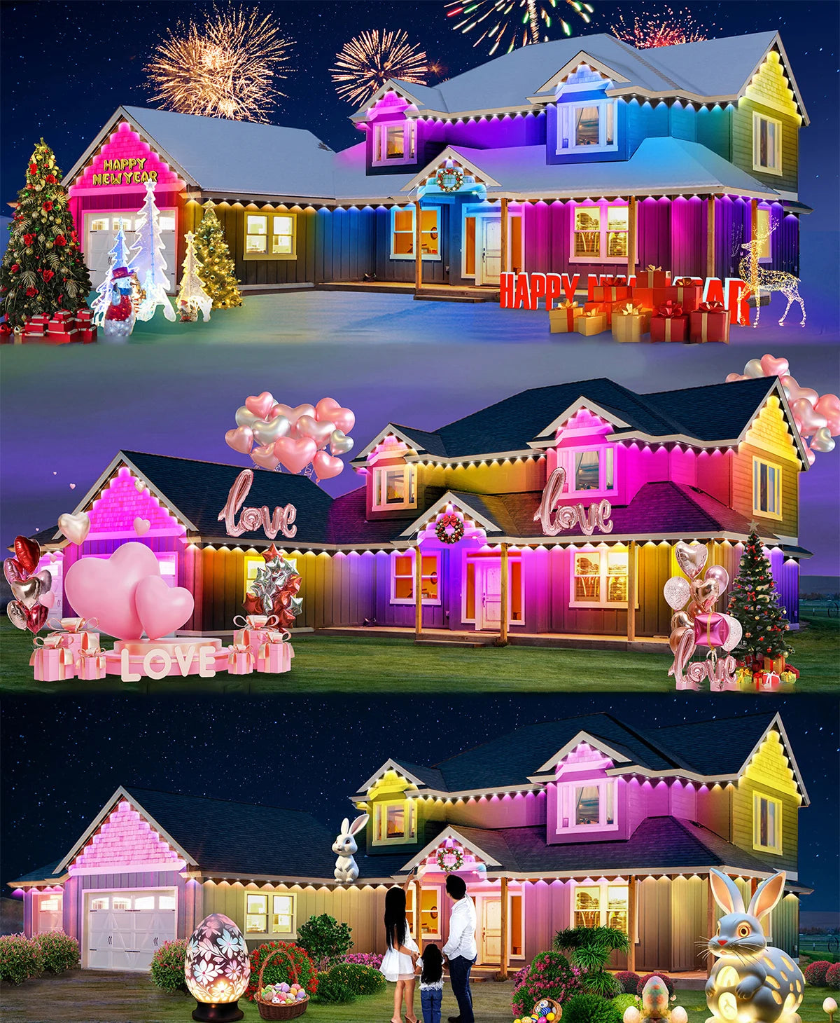 LED Permanent Outdoor Lights IP65 Waterproof RGBIC Eave Lights
