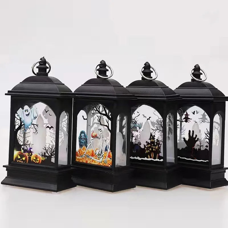 Portable Pumpkin Ghost Castle Lantern Lamp Hanging LED Jack-O-Lanterns