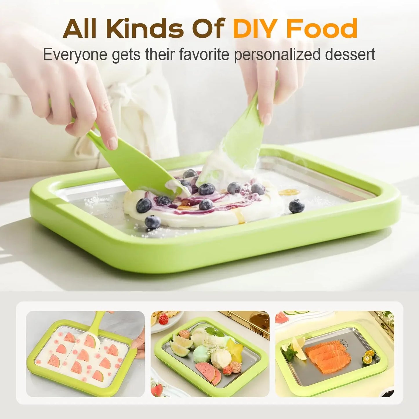 Household Ice Cream Maker Pan with 1 Scraper Instant