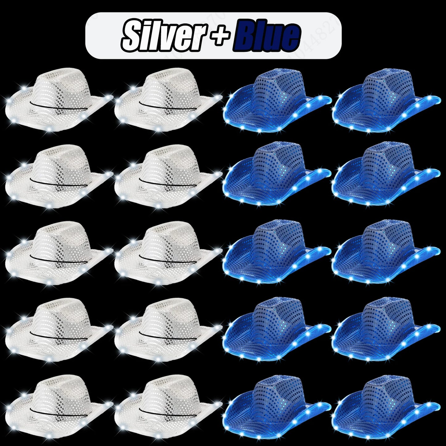 LED Cowboy Hats Bulk for Wedding Lighting up Party Hats