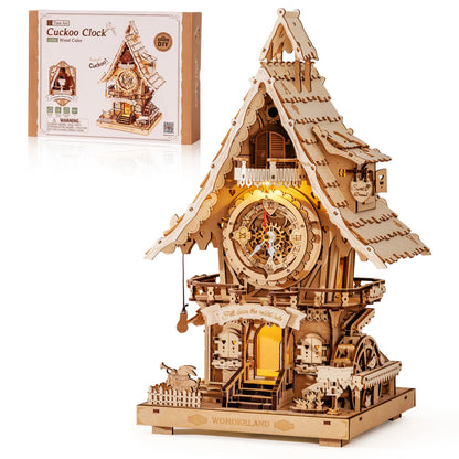 Wooden 3D Puzzle Cuckoo Clock Mechanical Model Building Kit