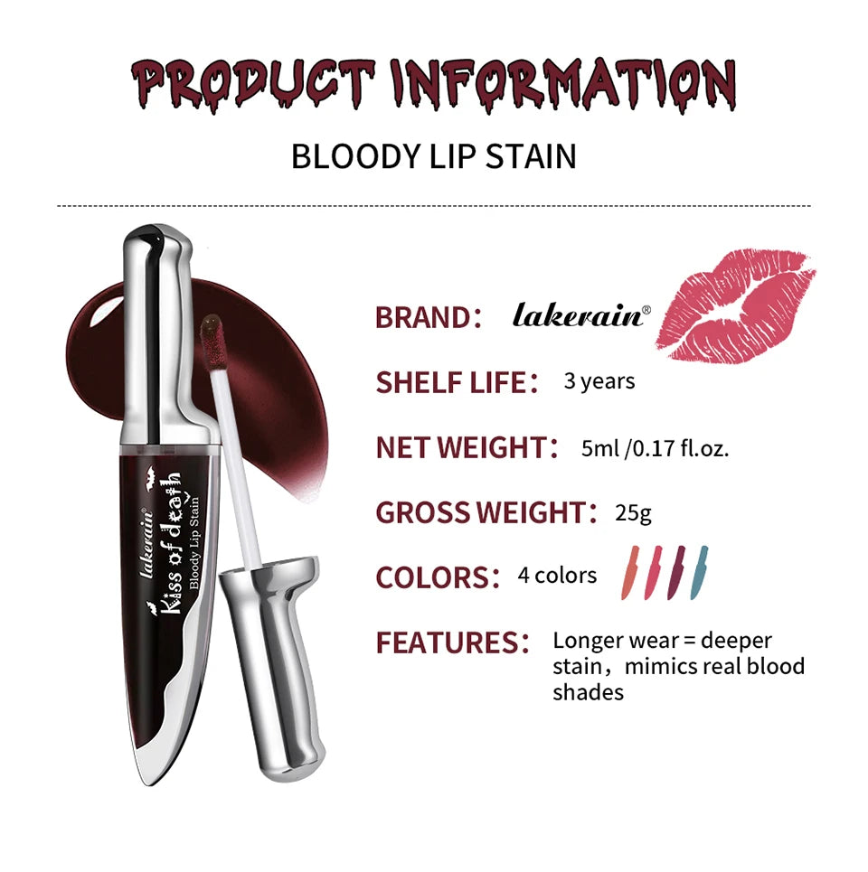 Lip Stain Kiss of Death Bloody Gothic Matte Long Lasting