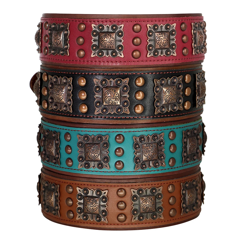 Genuine Leather Dog Collar 2inch Wide Dog Collars