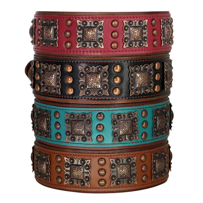 Genuine Leather Dog Collar 2inch Wide Dog Collars