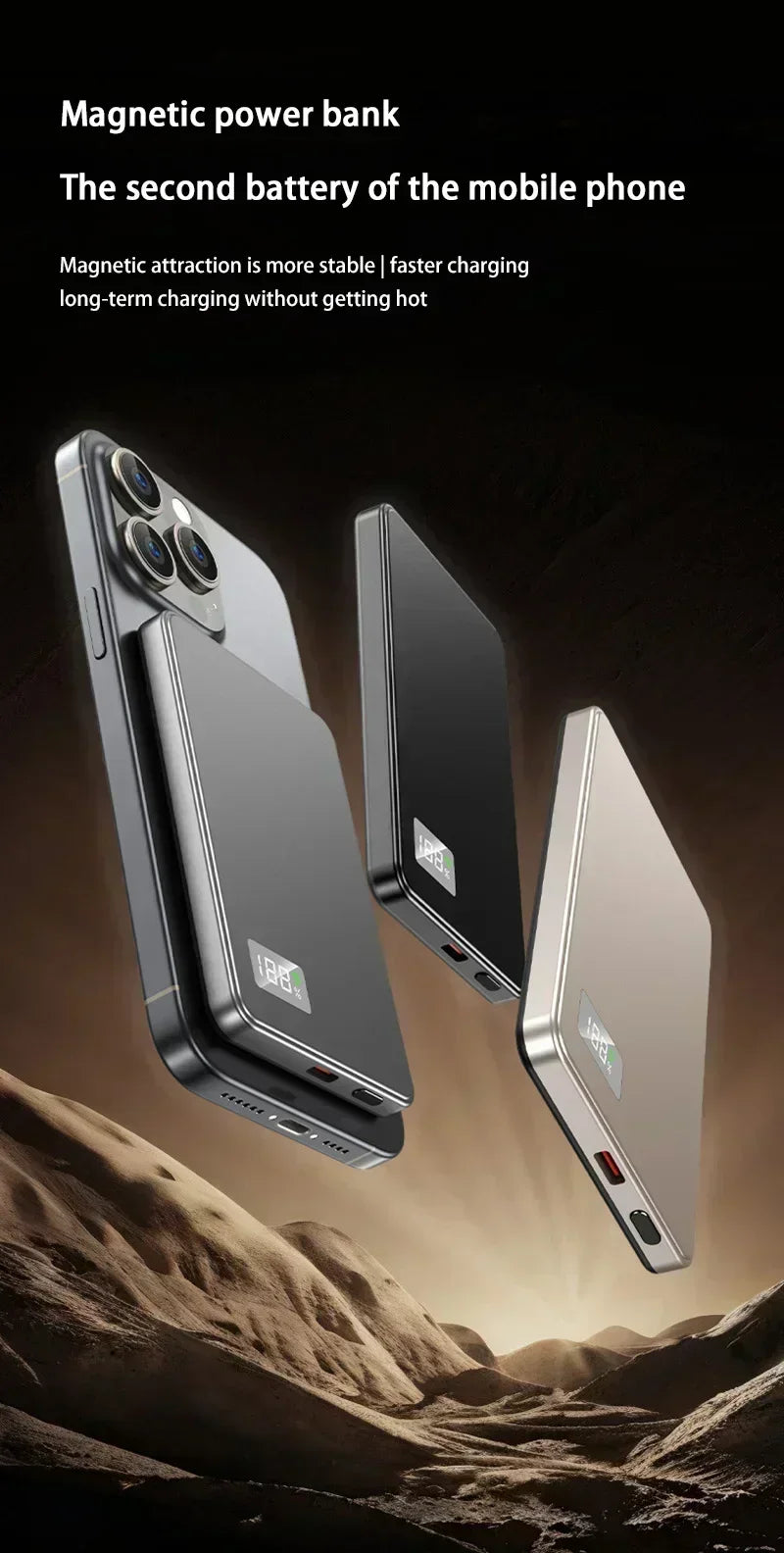 Wireless Magnetic 500000mAh Power Bank Fast Charging