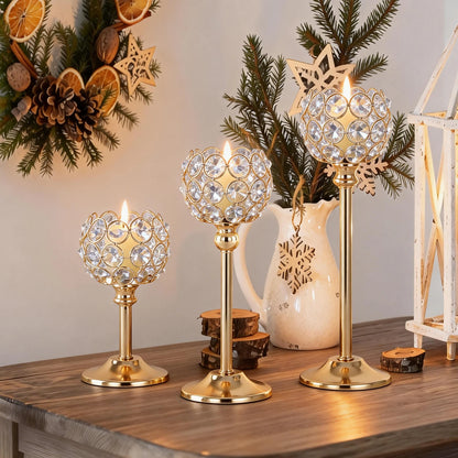 Elegant Gold Silver Metal Glass Candle Holder Tealight