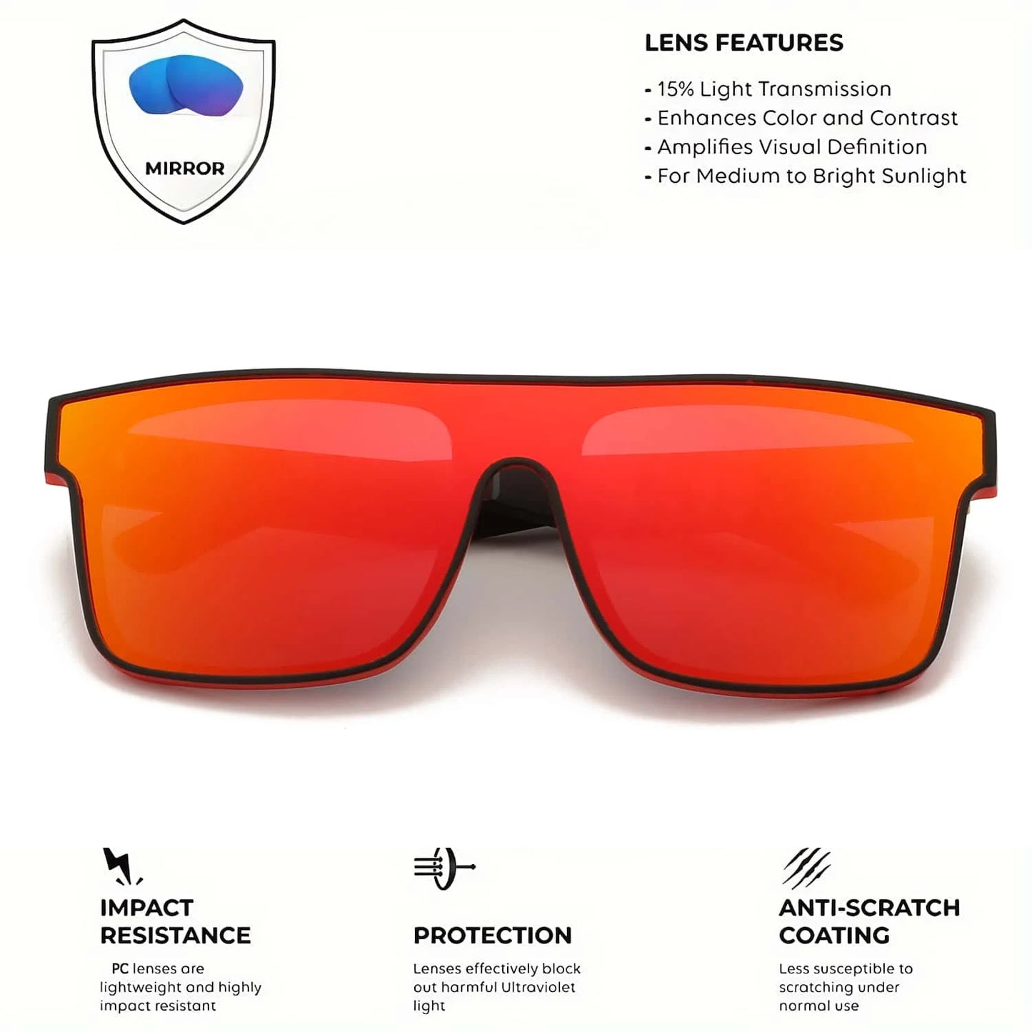 4PCS Classic Colorful Square Sports Sunglasses
