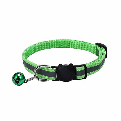 Cartoon Cat Head Reflective Pet Collar Colorful Bell