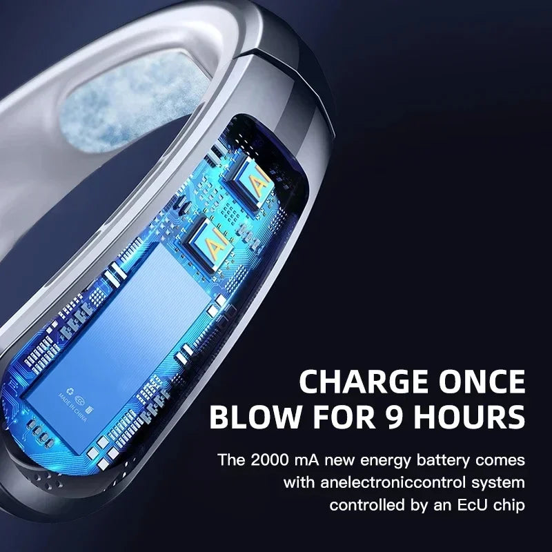 8000mAh USB Hanging Neck Fan Portable Bladeless