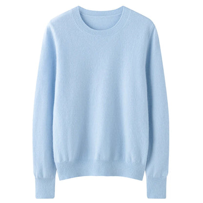 100% Pure Goat Cashmere Knitted Pullovers O-Neck