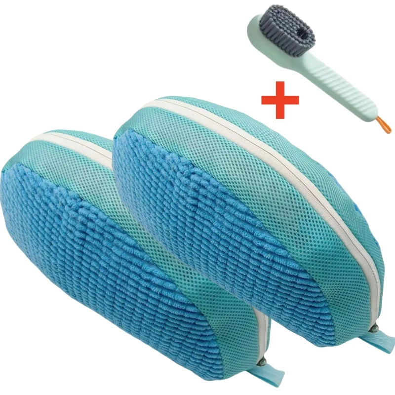 Shoe Washing Machine Bag with Liquid Shoe Brush Set