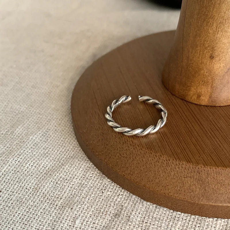 VENTFILLE 925 Sterling Silver Finger Rings Hollow Chain