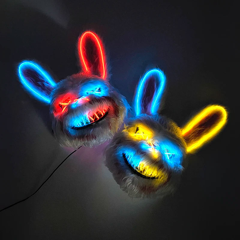 Halloween Horror Light Up Mask Glowing Bloody Bear Killer Mask