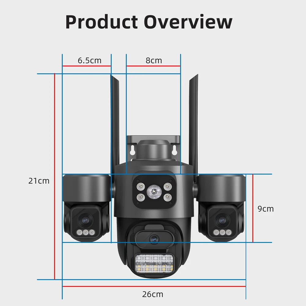 iCsee 3 Lens 3 Screen WiFi Camera 360° Auto Tracking  Surveillance