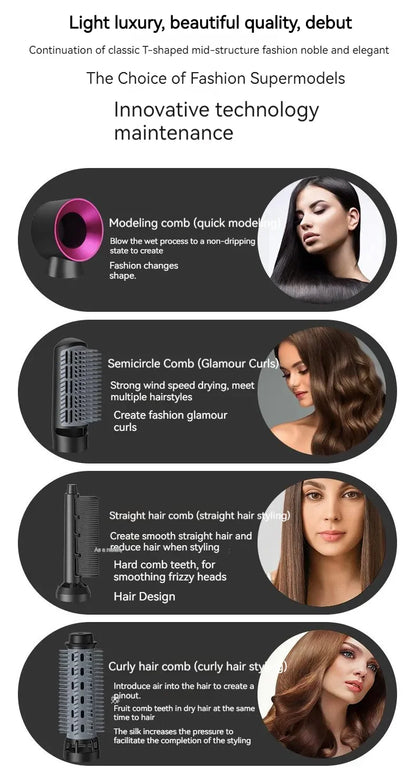 Five in one hair dryer hot air comb electric curly hair straightener