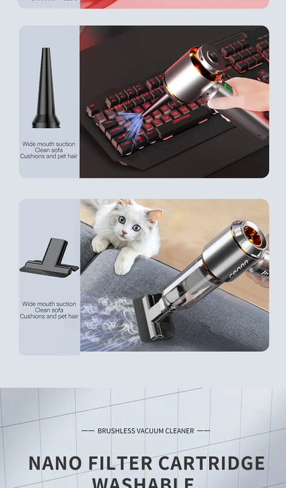 CENRR Portable Wireless Car Vacuum Cleaner Mini Powerful