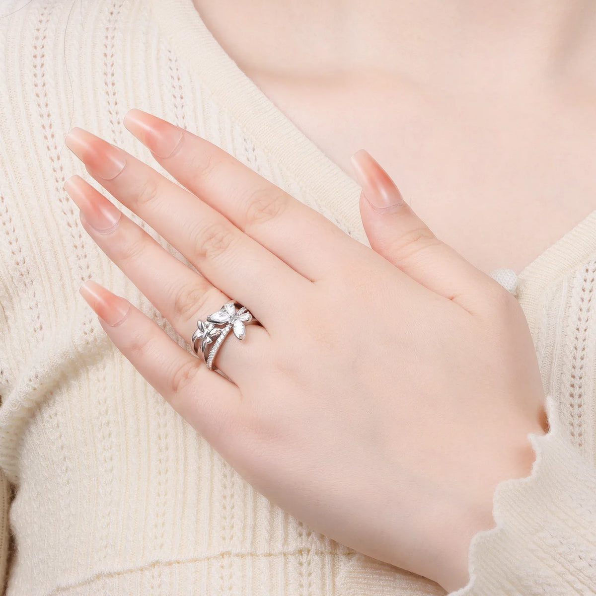 925 Sterling Silver Three-Ring Stackable Ring for Women