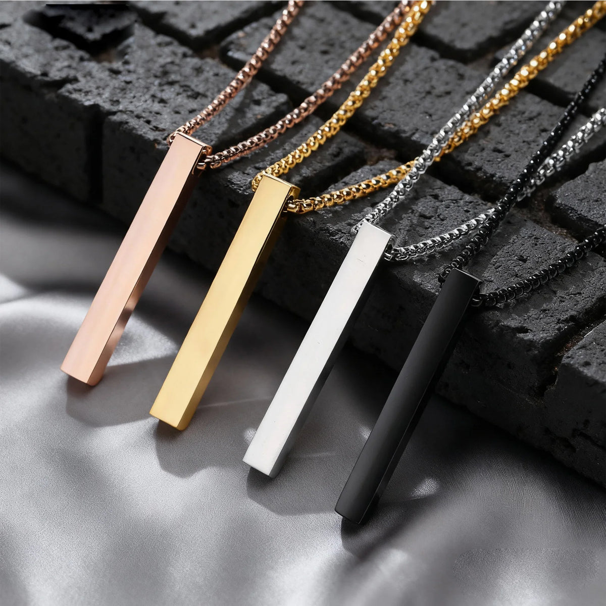 Waterproof Pillar Necklaces for Men Women Stainless Steel