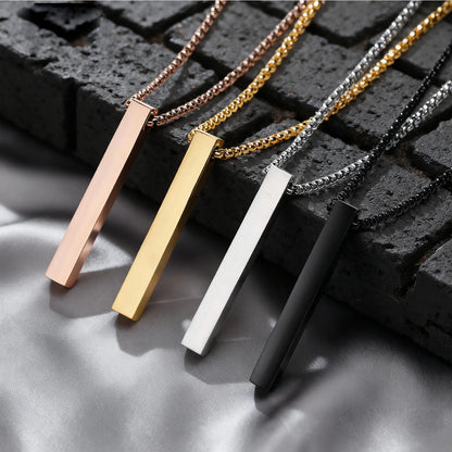 Waterproof Pillar Necklaces for Men Women Stainless Steel