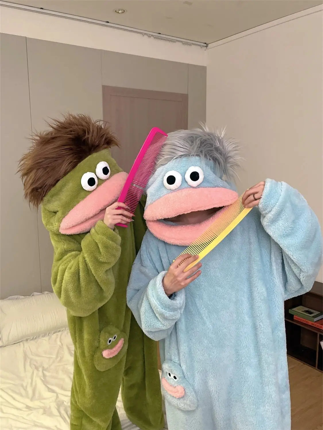 Cartoon Pajamas Autumn Winter Couple Set Wacky Bodysuit