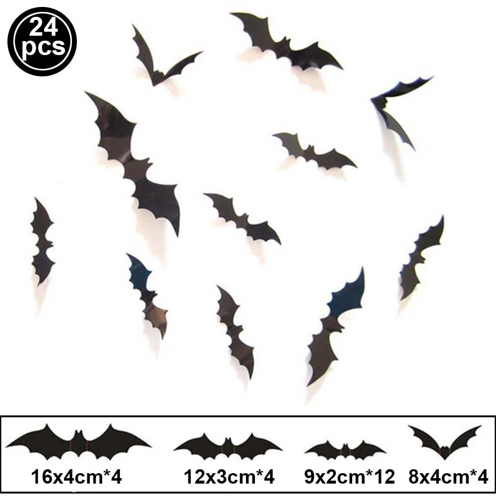 12pcs/Pack 3D Halloween Hanging Bats Wall Stickers