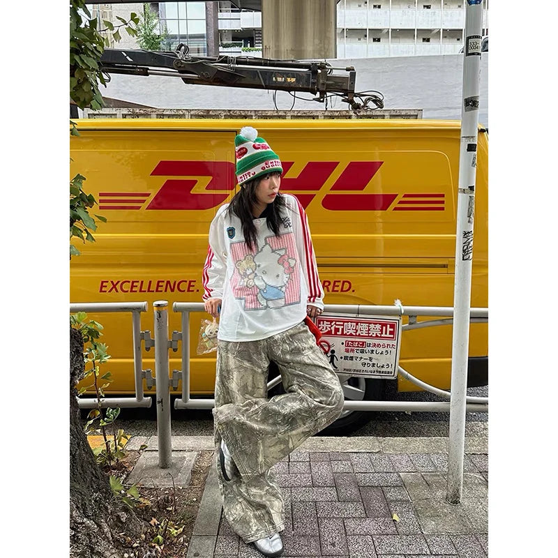 Women Gothic Baggy Y2k Jeans Embroidery Jean Pants Vintage