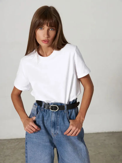 Bornladies Summer 100% Cotton Women's T-shirt Bottoming Tops