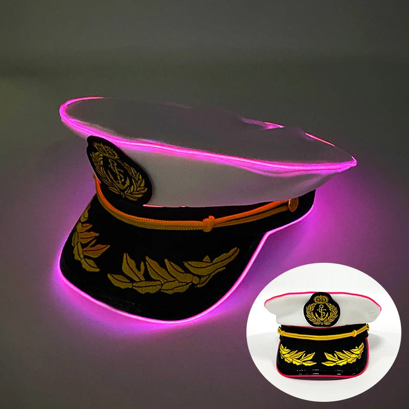 Halloween LED Black Pirate Hat For Adult Pirate Theme Party