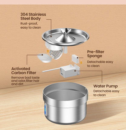 Stainless Steel Pet Drinking Fountain Automatic Water Fountain