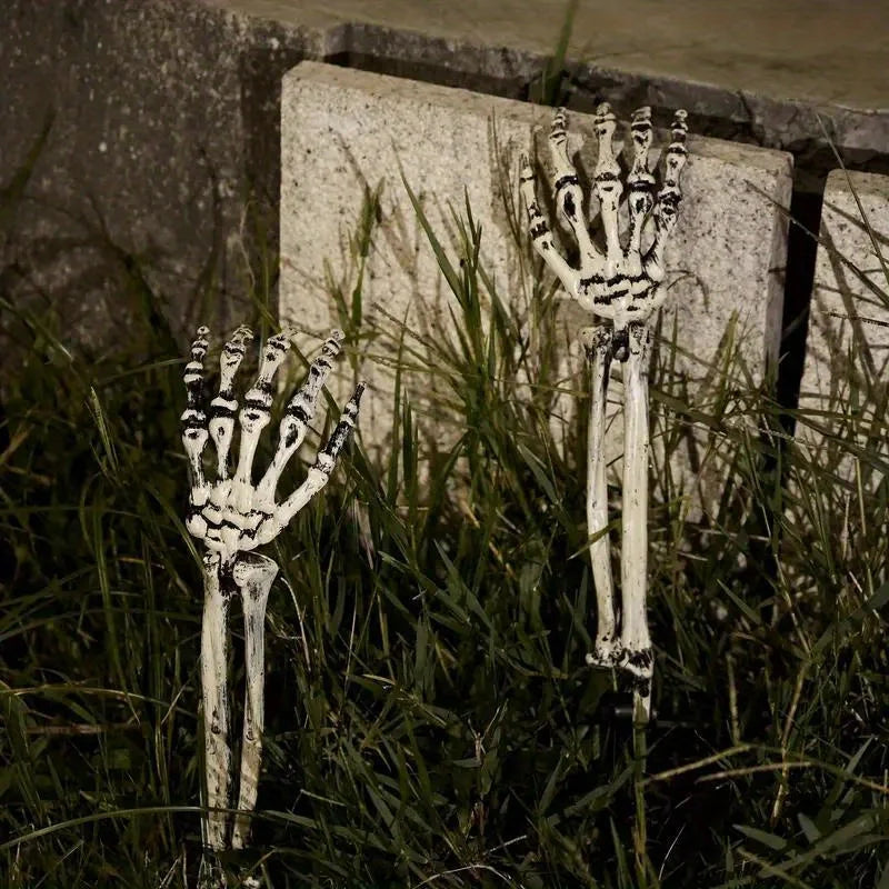 1/6pcs Skeleton Bone Garden Ground Stakes Skull Head & Hand for Halloween