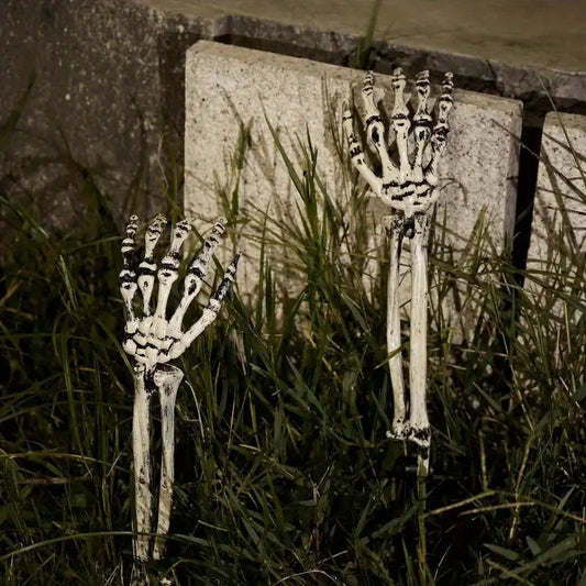1/6pcs Skeleton Bone Garden Ground Stakes Skull Head & Hand for Halloween