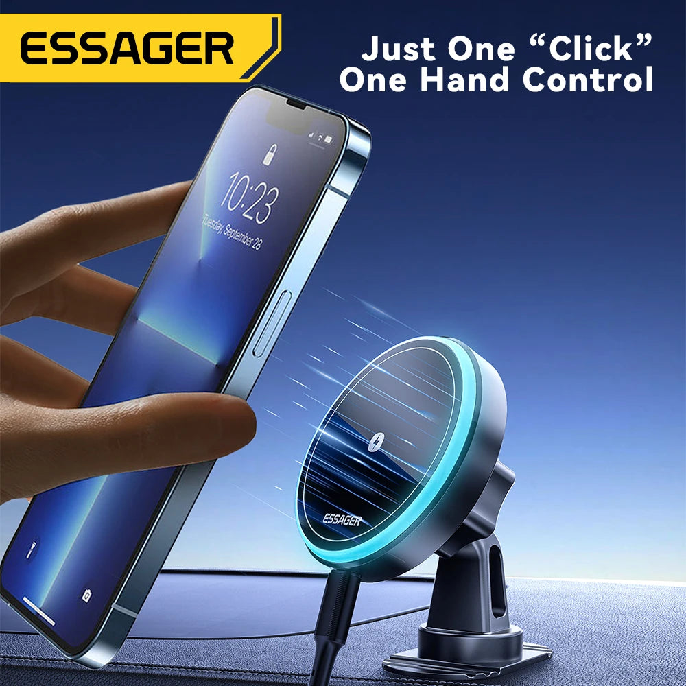 Essager Magnetic Car Phone Holder 15W Wireless Charger Stand